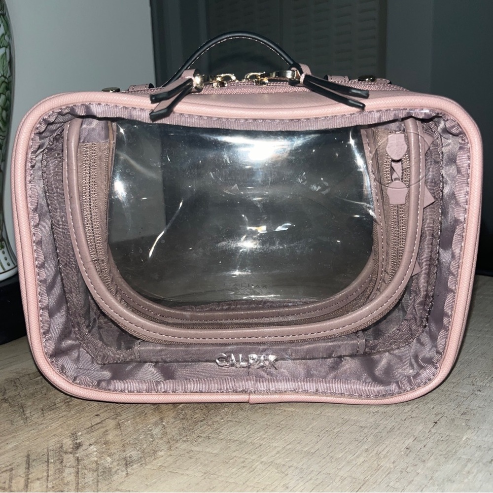 Calpak Pink Clear Front Cosmetic Case